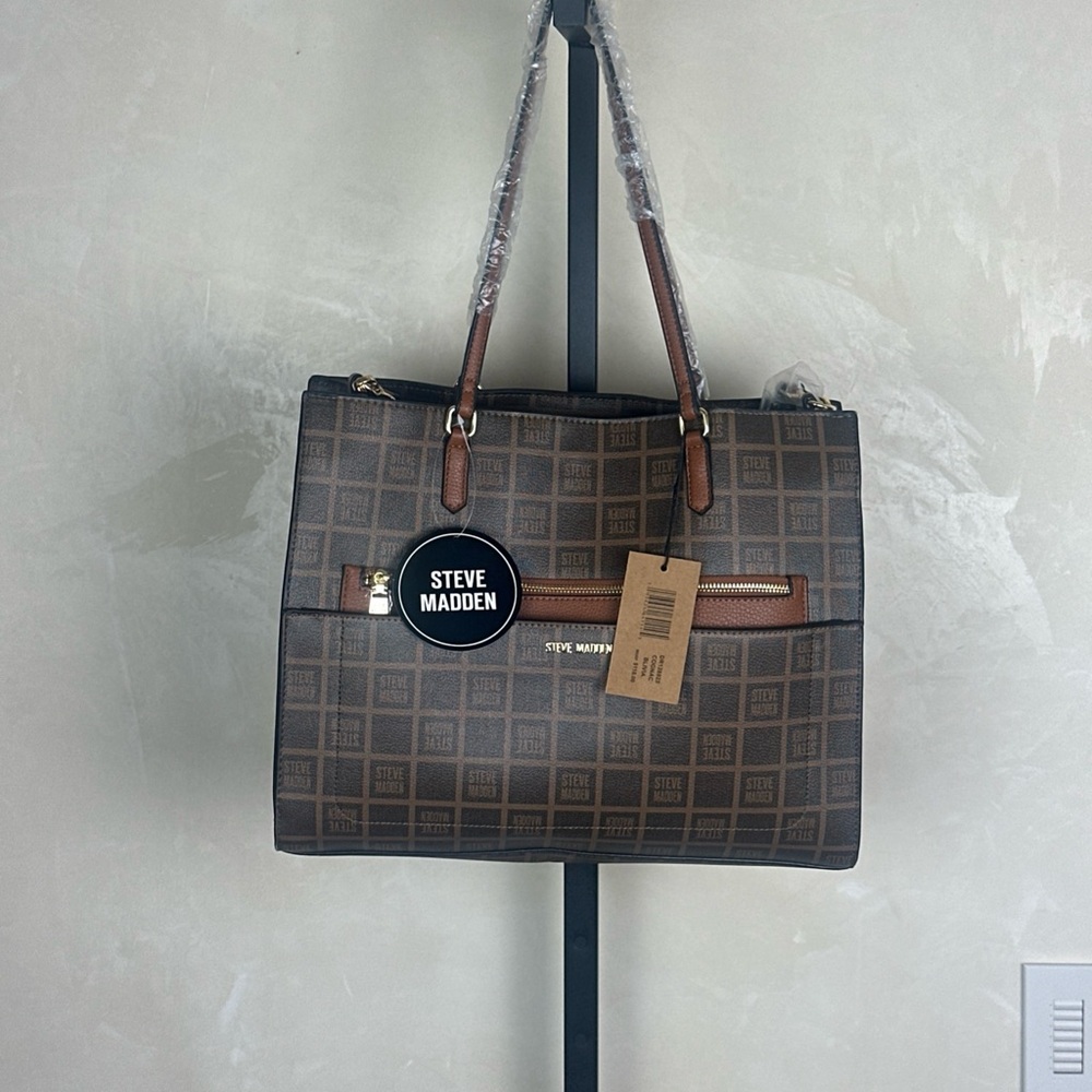Steve Madden Checkered Brown Tote